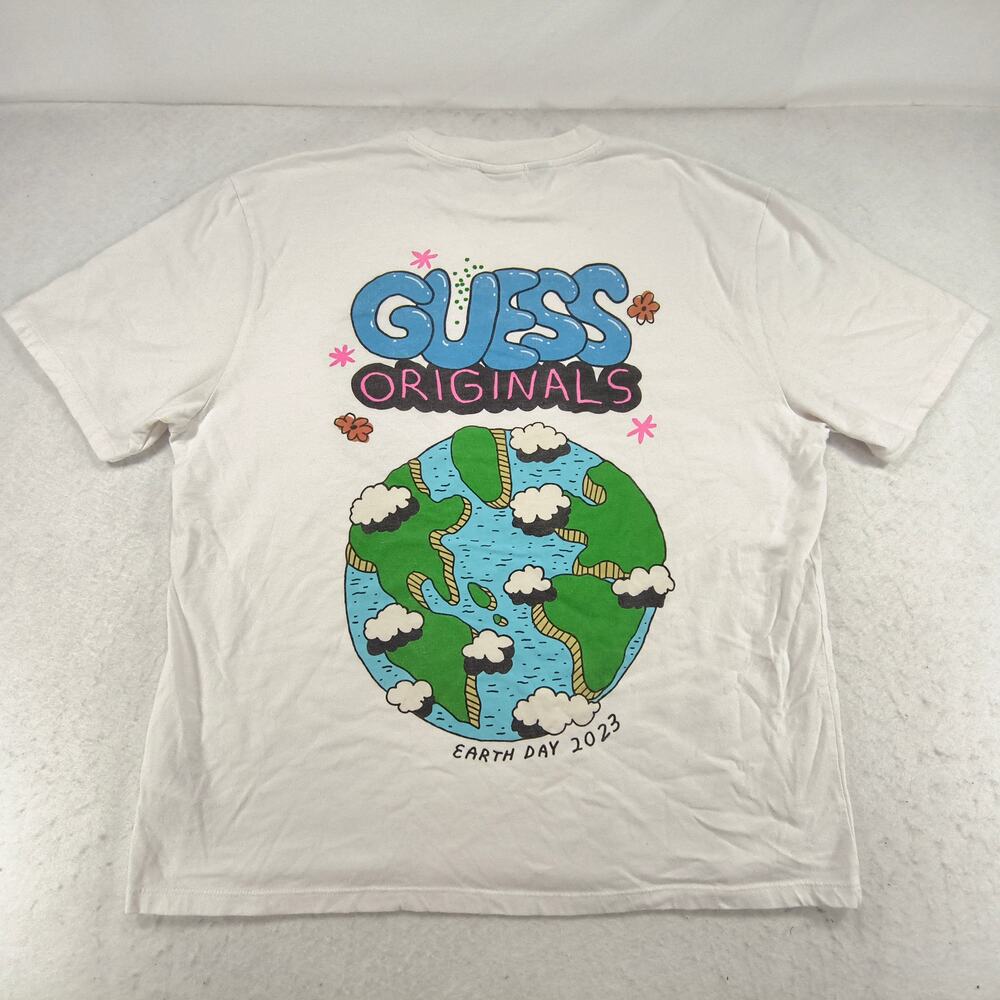 Guess Planet Earth Graphic Short Sleeve Crew Neck Shirt Mens Size Large L White - Picture 9 of 9